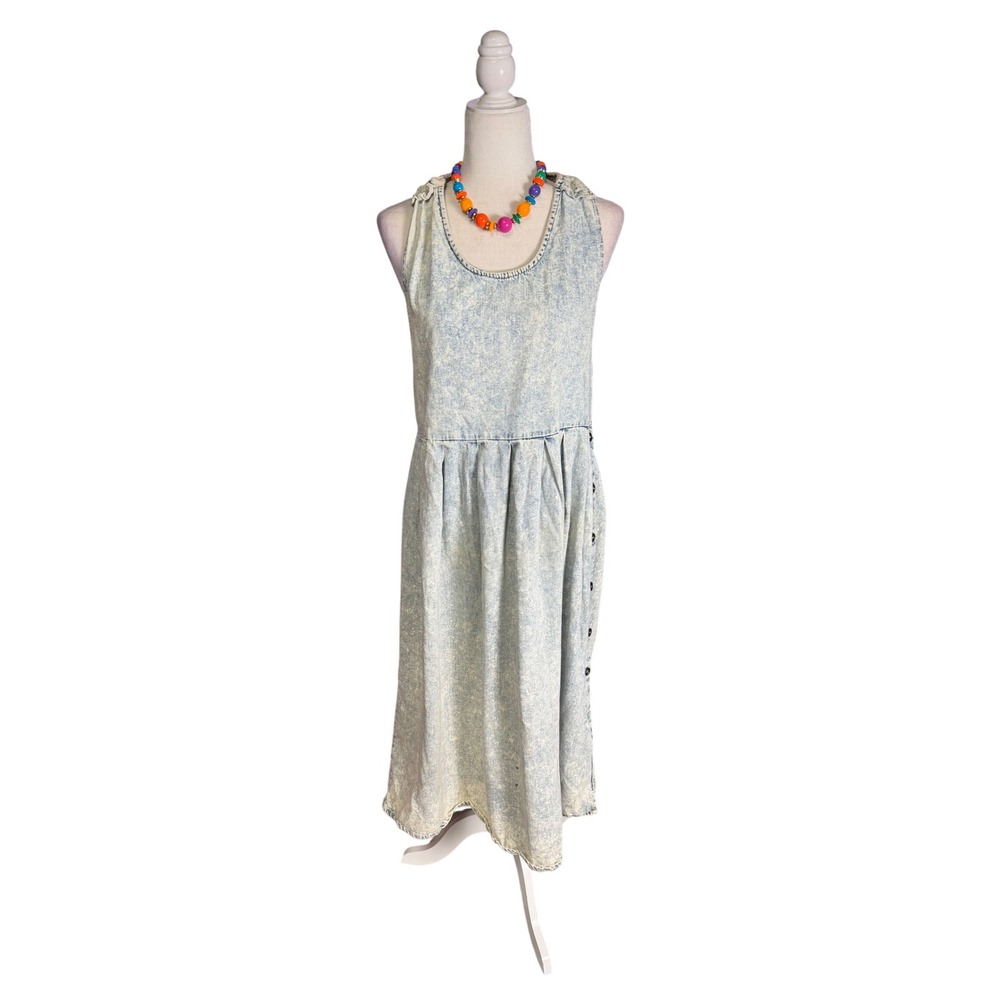 Vintage‎ 80s Acid Wash Denim Jumper Maxi Dress